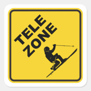 Telemark Ski Zone Sign Square Sticker