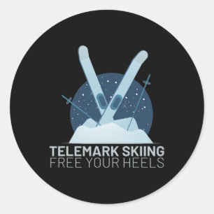 Telemark Skiing Free Your Heels Ski Skiing Lover Classic Round Sticker