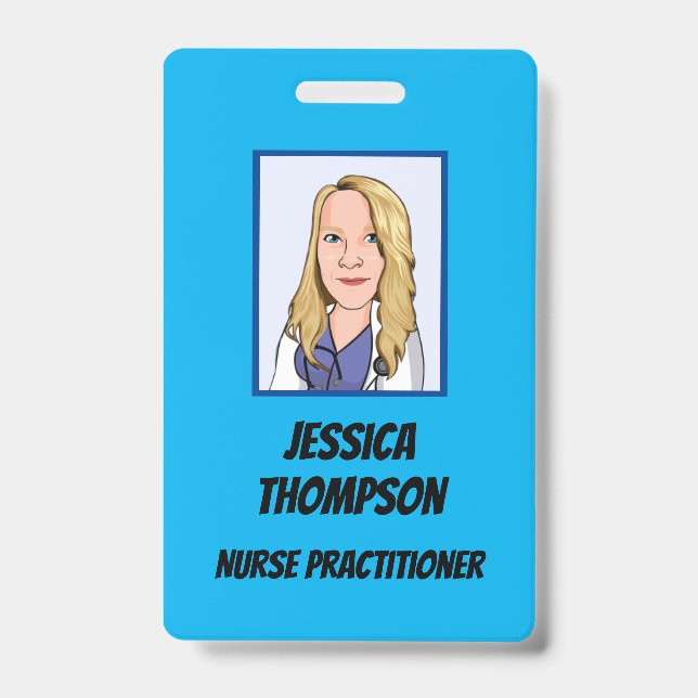 Telemedicine Nurse Practitioner Blue ID Badge (Front)