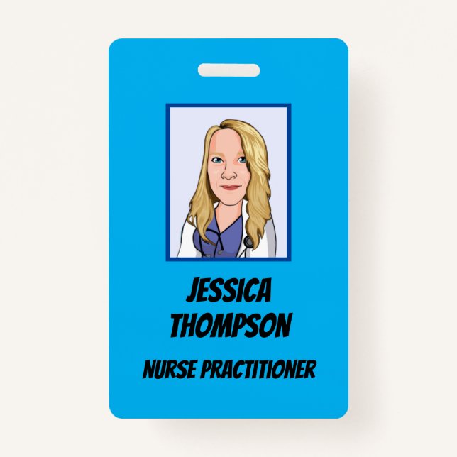 Telemedicine Nurse Practitioner Blue ID Badge (Front)