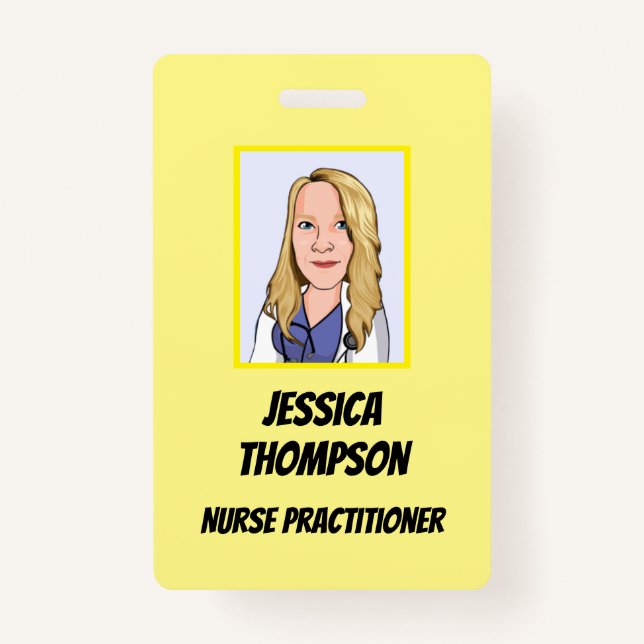 Telemedicine Nurse Practitioner Yellow ID Badge (Front)
