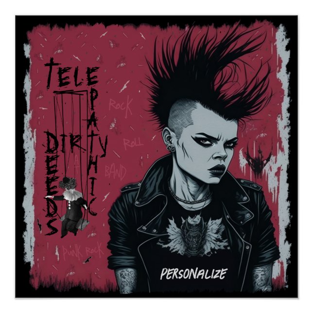 Telepathic Dirty Deeds She's Got The Look Cool Poster (Front)