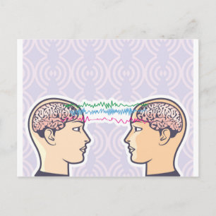 Telepathy Between Human Brains via Brainwaves Postcard
