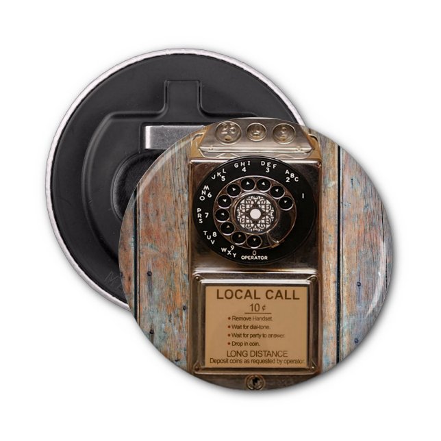 Telephone antique rotary pay phone rugged bottle opener (Front)