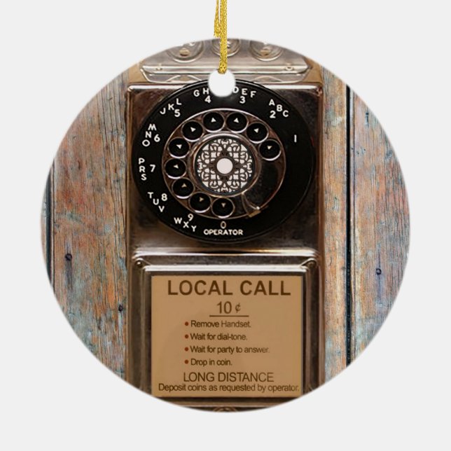 Telephone antique rotary pay phone rugged ceramic tree decoration (Back)