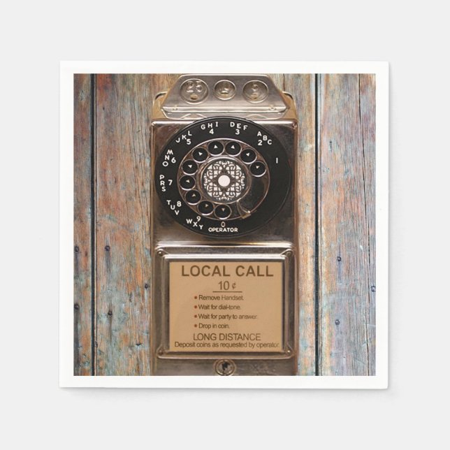 Telephone antique rotary pay phone rugged napkin (Front)