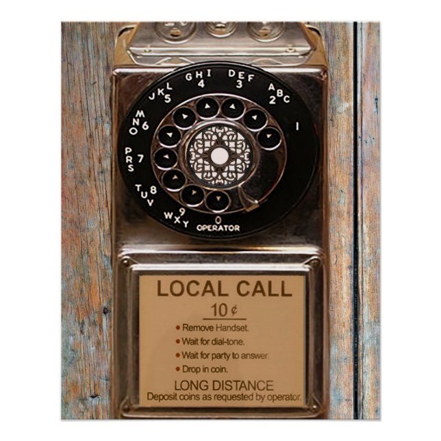 Telephone antique rotary pay phone rugged poster (Front)