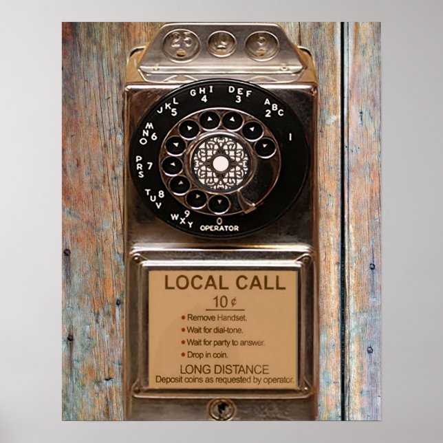 Telephone antique rotary pay phone rugged poster (Front)