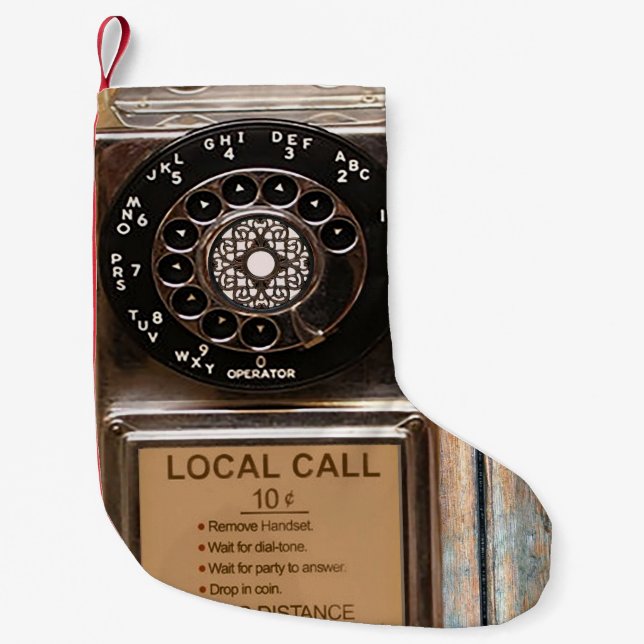 Telephone antique rotary pay phone rugged small christmas stocking (Front)