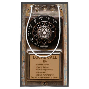 Telephone antique rotary pay phone rugged small gift bag