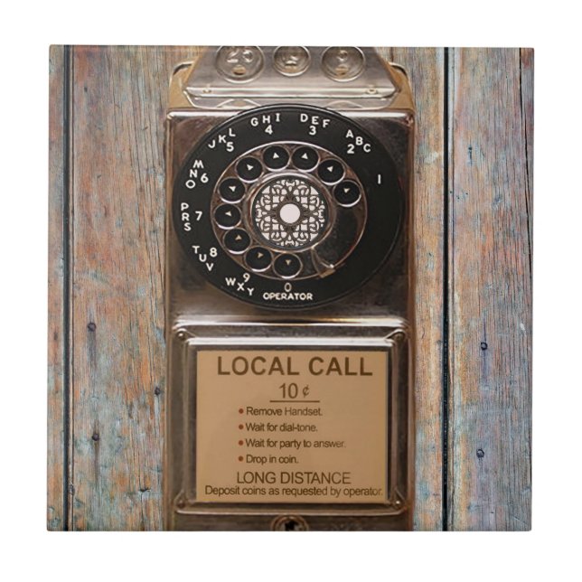 Telephone antique rotary pay phone rugged tile (Front)