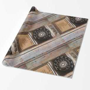 Telephone antique rotary pay phone rugged wrapping paper
