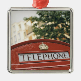 Telephone booth in London England Metal Tree Decoration