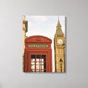 Telephone Box and Tower of Big Ben Canvas Print