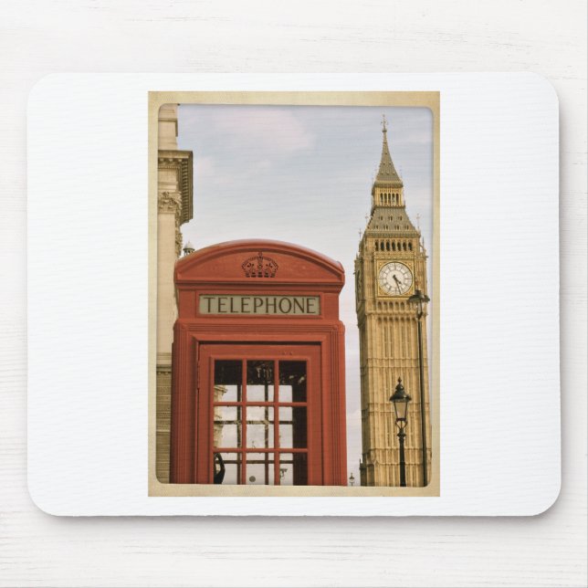 Telephone Box and Tower of Big Ben Mouse Mat (Front)