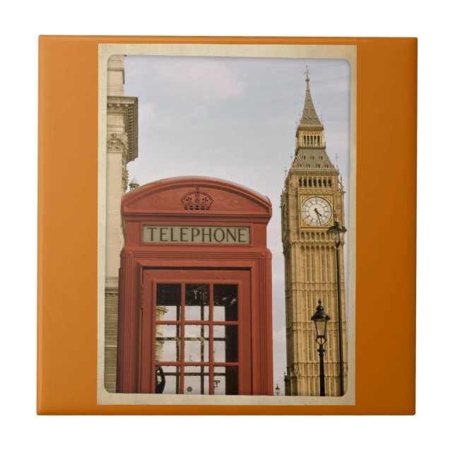 Telephone Box and Tower of Big Ben Tile (Front)