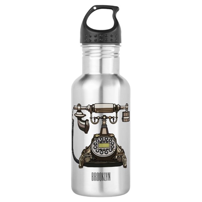 Telephone cartoon illustration 532 ml water bottle (Front)