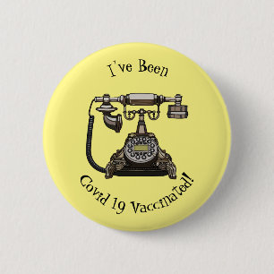 Telephone cartoon illustration 6 cm round badge