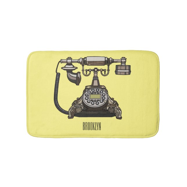 Telephone cartoon illustration bath mat (Front)