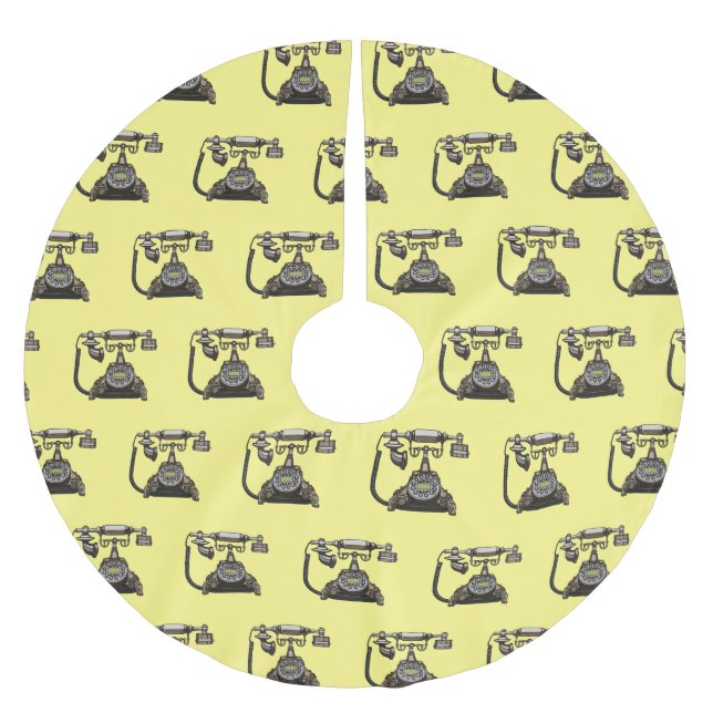 Telephone cartoon illustration brushed polyester tree skirt (Front)