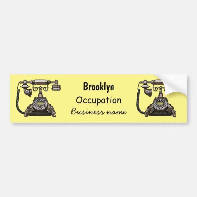 Telephone cartoon illustration bumper sticker (Front)