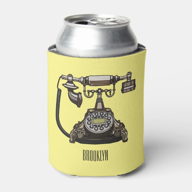 Telephone cartoon illustration can cooler (Can Front)