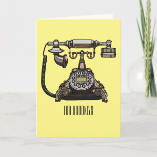 Telephone cartoon illustration card