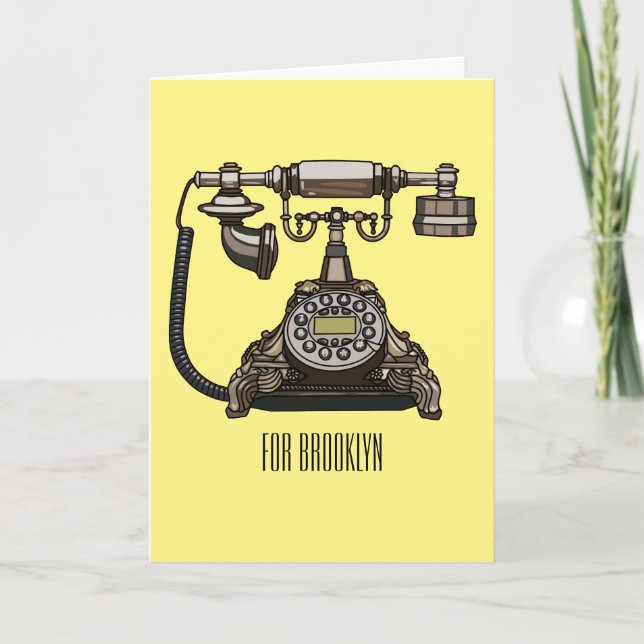 Telephone cartoon illustration card (Front)