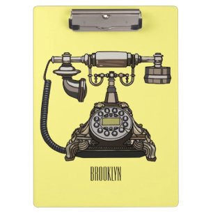 Telephone cartoon illustration clipboard