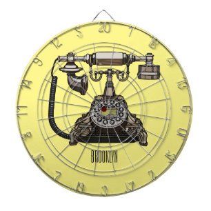 Telephone cartoon illustration dartboard