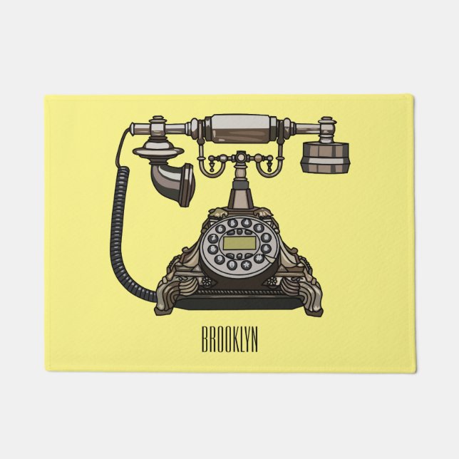 Telephone cartoon illustration doormat (Front)