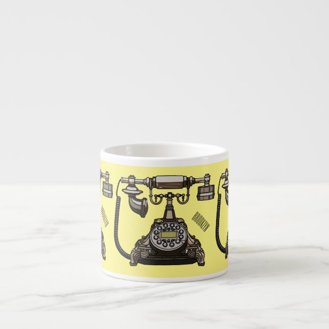 Telephone cartoon illustration espresso cup (Front)