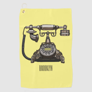 Telephone cartoon illustration golf towel