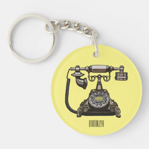 Telephone cartoon illustration key ring