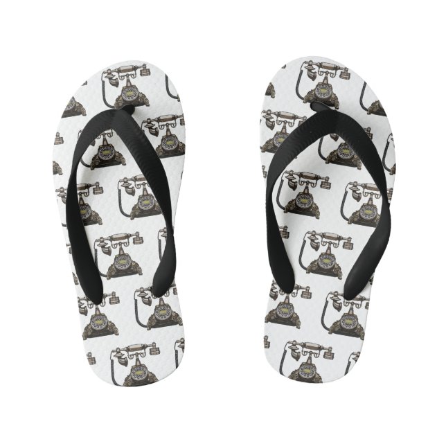 Telephone cartoon illustration kid's flip flops (Footbed)