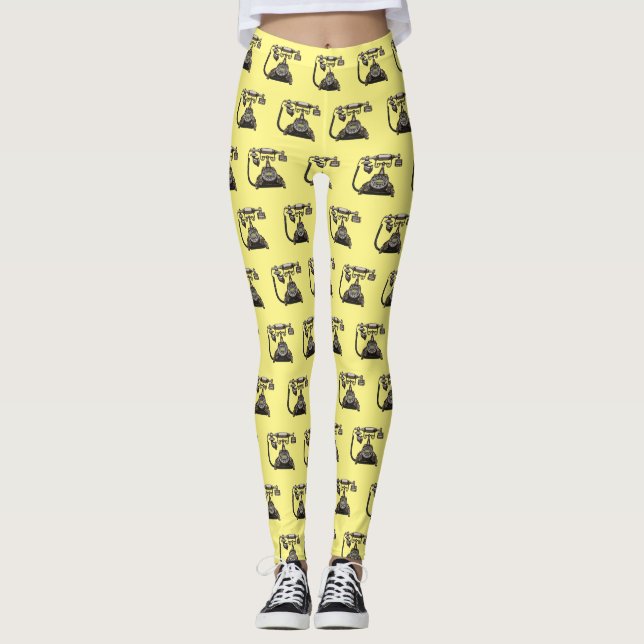 Telephone cartoon illustration leggings (Front)