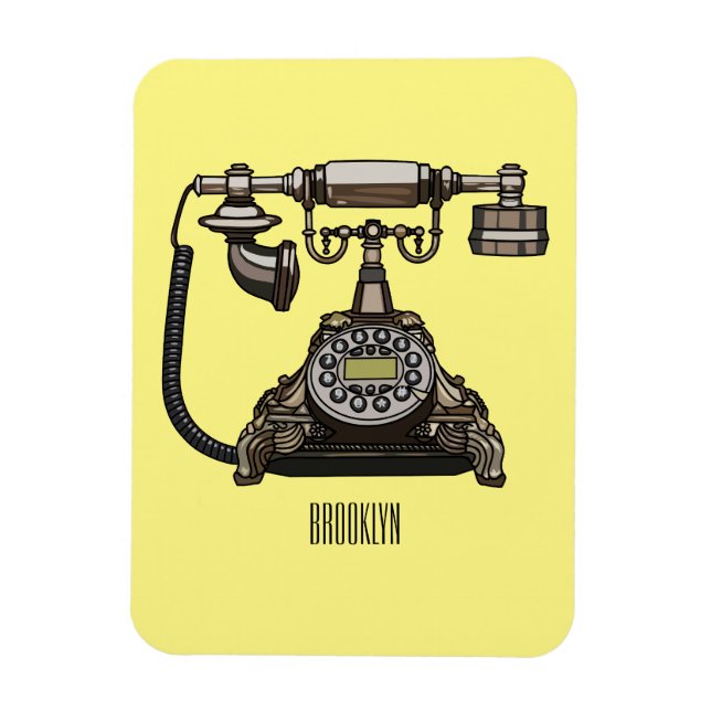 Telephone cartoon illustration magnet (Vertical)