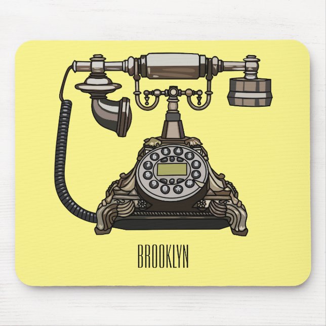 Telephone cartoon illustration mouse mat (Front)