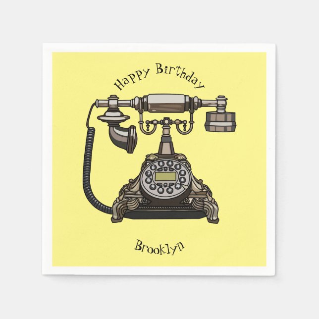 Telephone cartoon illustration napkin (Front)