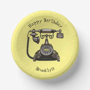 Telephone cartoon illustration paper plate
