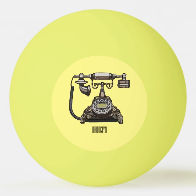 Telephone cartoon illustration ping pong ball (Front)