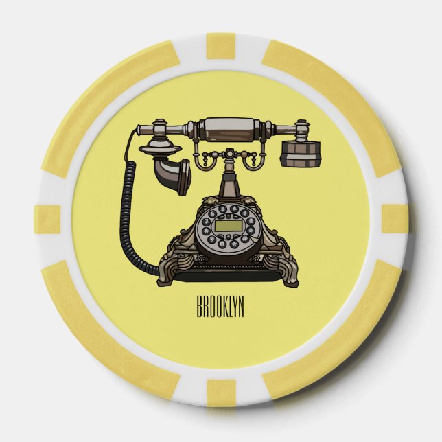 Telephone cartoon illustration poker chips (Front)