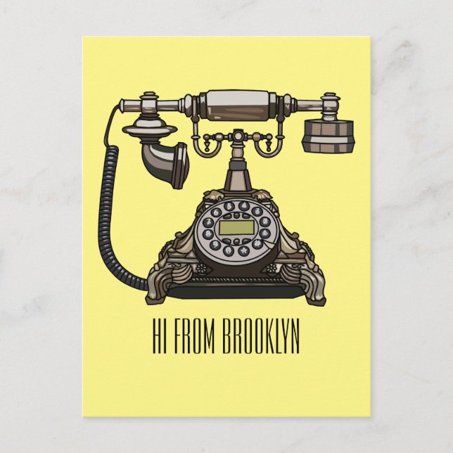 Telephone cartoon illustration postcard (Front)