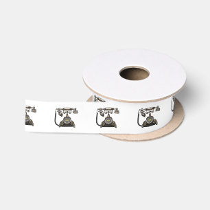 Telephone cartoon illustration satin ribbon