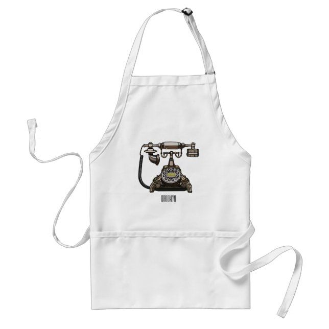 Telephone cartoon illustration standard apron (Front)