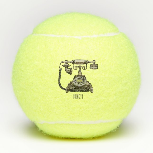 Telephone cartoon illustration tennis balls (Front)