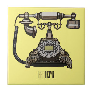 Telephone cartoon illustration tile
