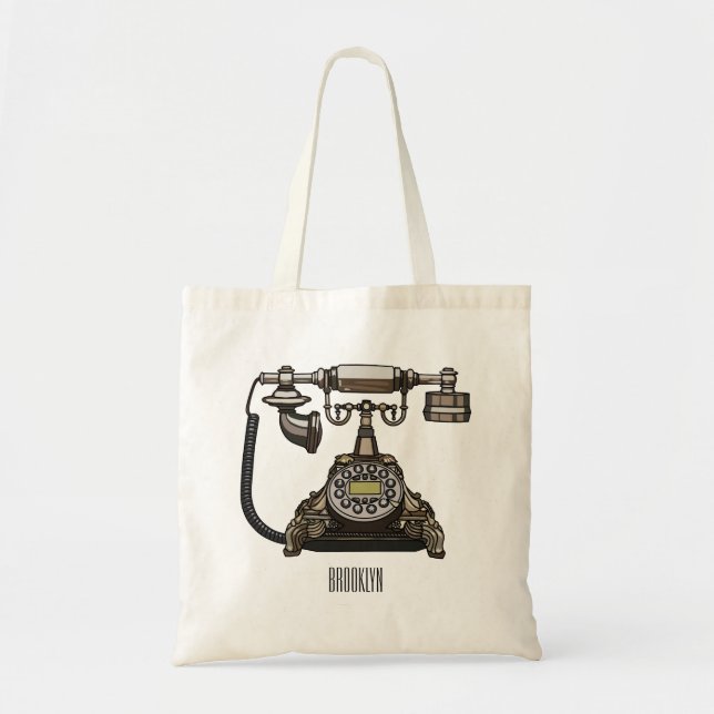 Telephone cartoon illustration tote bag (Front)