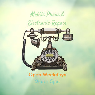 Telephone cartoon illustration window cling