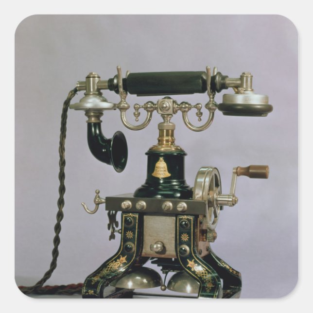 Telephone, National Telephone Service, USA, 1890 Square Sticker (Front)